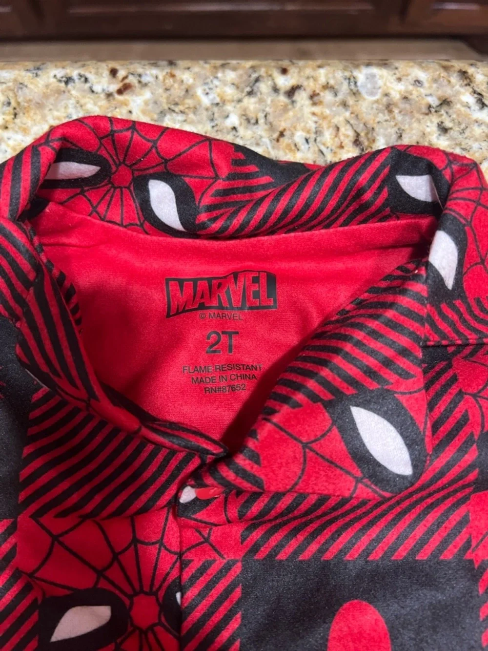 New - Marvel Red & Black Spider Plaid Kids Pajama Set | Size 2T